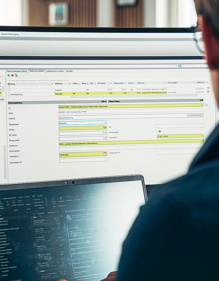 Erfasste Baustellendaten werden in BUSINESS weiterverarbeitet