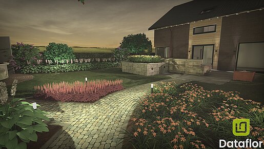 3D-Lichtplanung eines Gartens mit LANDSKETCH