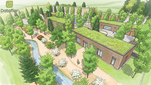3D-Visualisierung eines Wohn- und Außenbereichs mit LANDSKETCH