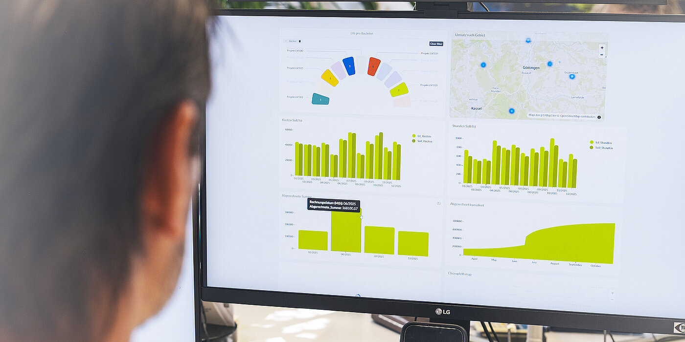 Person arbeitet im Browser mit BUSINESS BI
