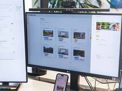 Projektübersicht in myDataflor auf einem Computerbildschirm